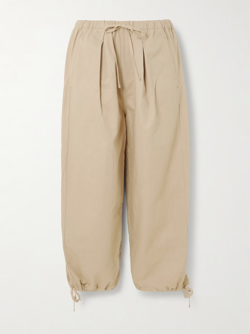 DEIJI STUDIOS Beige Tie Detailed Slub Bottom Pants - Picture 4 of 5
